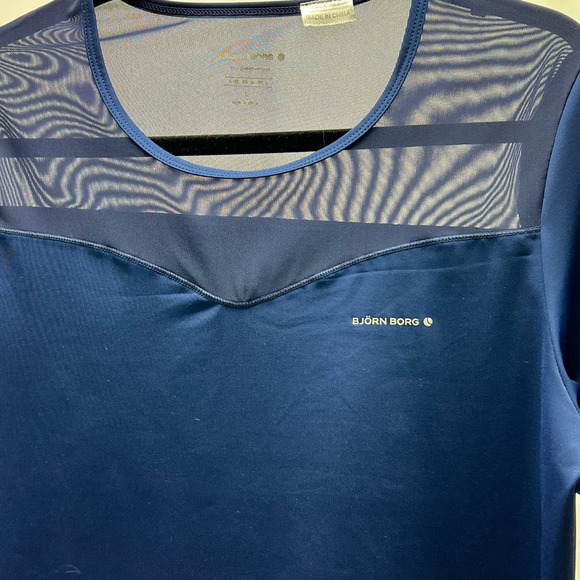Bjorn Borg Vintage Round Neck Mesh Navy Hydro Pro Tee Women's Size Large - Picture 1 of 7